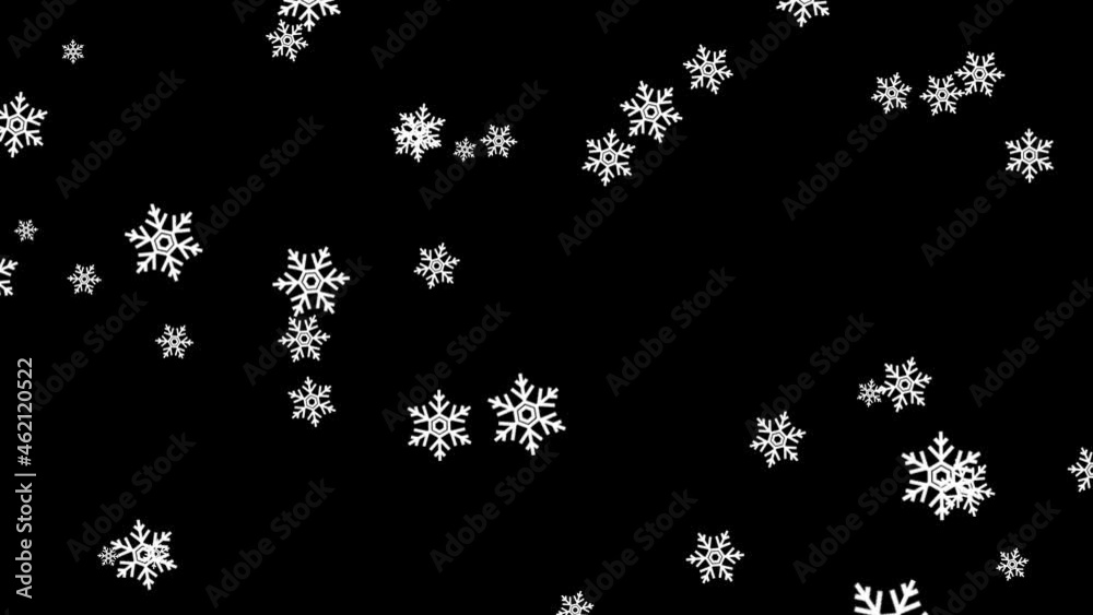 Alpha channel file,  Seamless loop Falling snowflakes motion background
