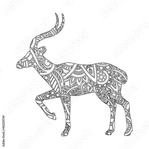 Print op canvas Zentangle stylized cartoon (stag, Christmas reindeer)