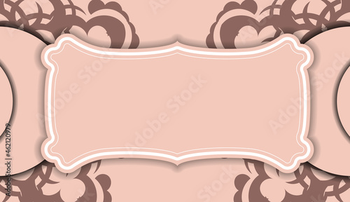 Pink color brochure with abstract ornament for your congratulations.