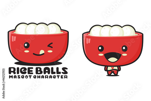 traditional chinese rice ball mascot, chinese food vector illustration