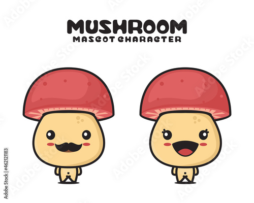 cute mushroom mascot cartoon