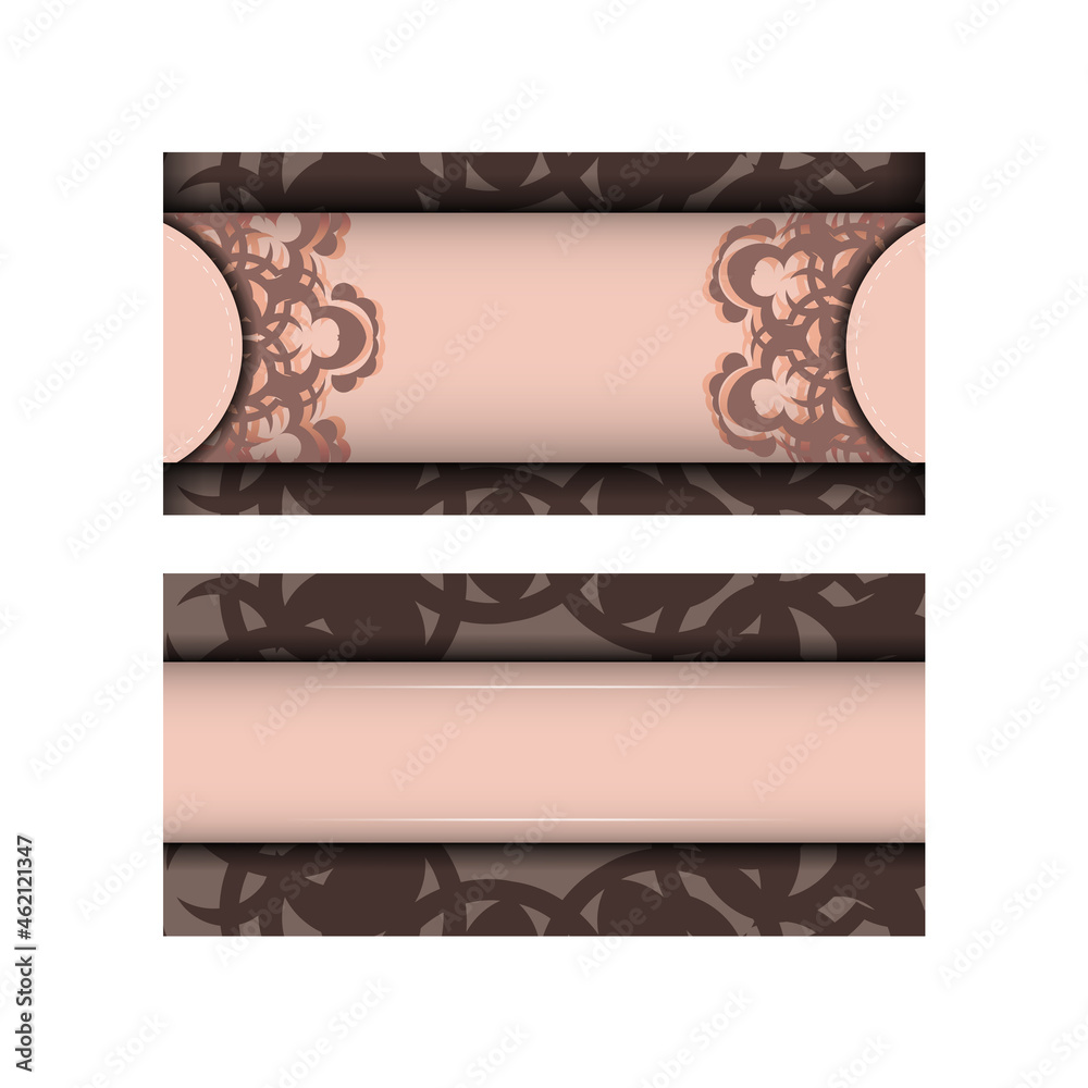 Fototapeta premium Pink leaflet with luxurious ornaments for your congratulations.