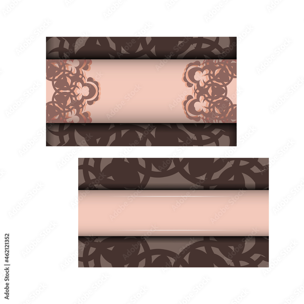 Fototapeta premium Leaflet in pink color with luxurious ornaments for your design.