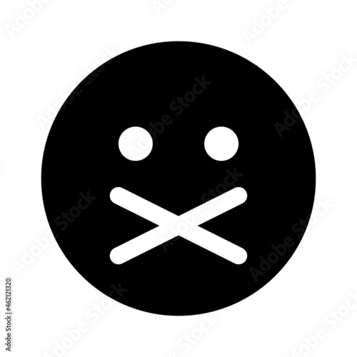 Muted, silenced or censored emoji flat vector icon for apps and websites