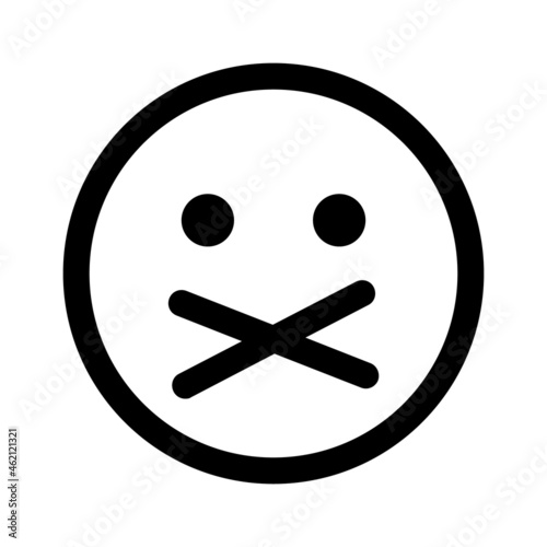 Muted, silenced or censored emoji line art vector icon for apps and websites