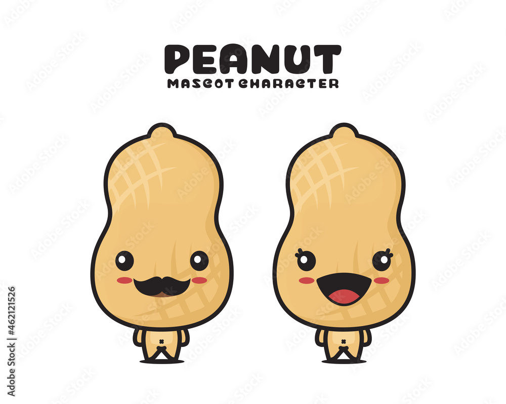 Obraz premium peanut cartoon mascot, isolated on white background