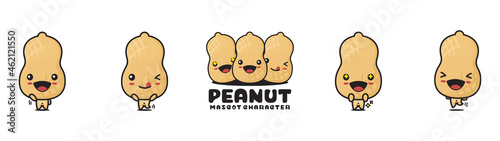peanut cartoon mascot, with different facial expressions and poses