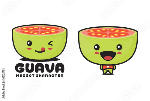 guava cartoon mascot, fruit vector illustration