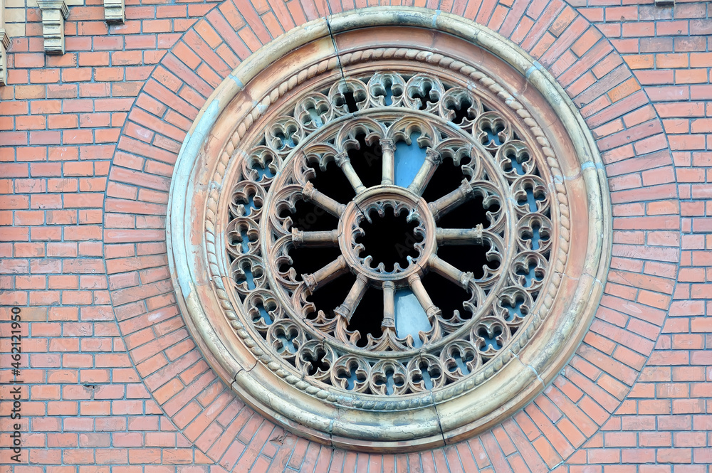Round gothic window of the small crypt in Lviv Ukraine