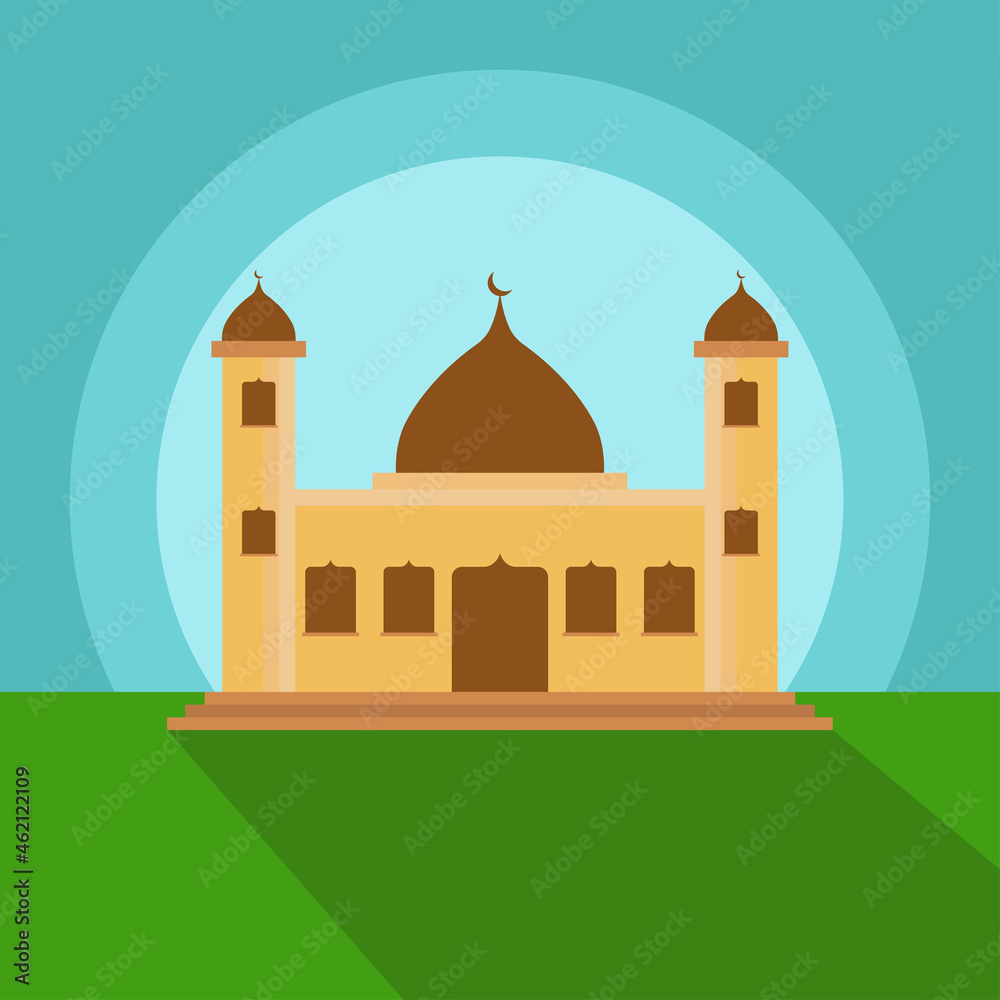 mosque flat vector illustration design, very suitable for flyers or Muslim-themed presentations or great days in Islam