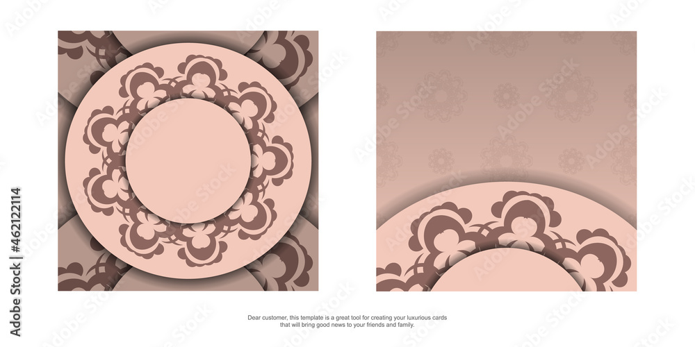 Pink color flyer with Indian pattern for your design.