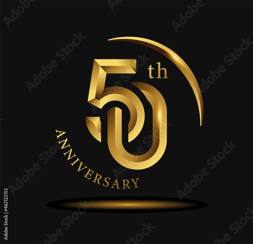 50 year anniversary celebration logo design  with golden circle and letters