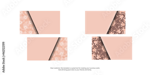 Leaflet in pink with Indian ornaments is prepared for printing.