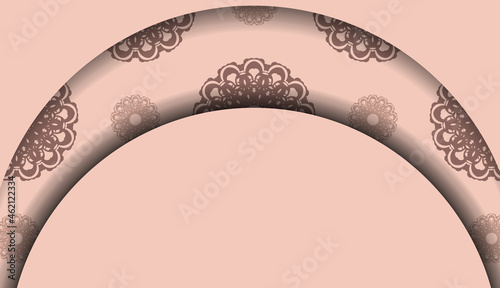 Greeting card in pink with luxurious ornamentation prepared for typography.