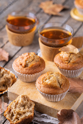 Homemade autumn cakes or muffins with nuts and spices