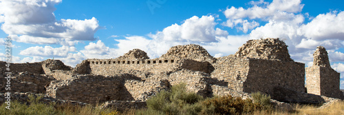 Wide panorama of Gran Quivira Mission at Salinas Pueblo Missions National Monument in New Mexico