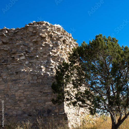 Closeup of a corner of the ruins of Gran Quivira Mission church at Salinas Pueblo Missions National Monument in New Mexico photo