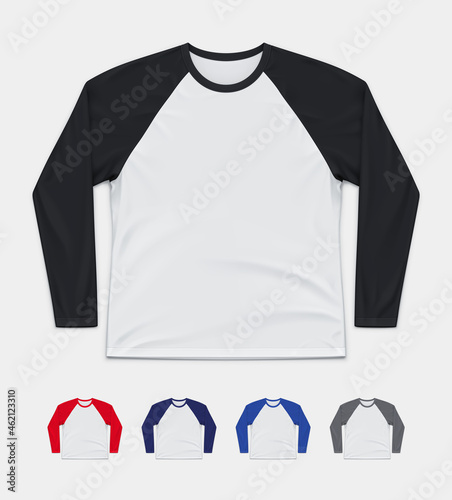 Raglan Long Sleeved T-Shirt Realistic Vector Mockup