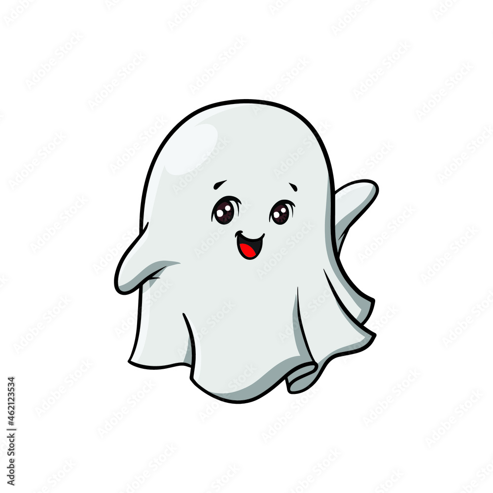 Cute Halloween Ghost Cartoon Character Vector Illustration Cute Halloween Ghost Cartoon Character Vector Illustration