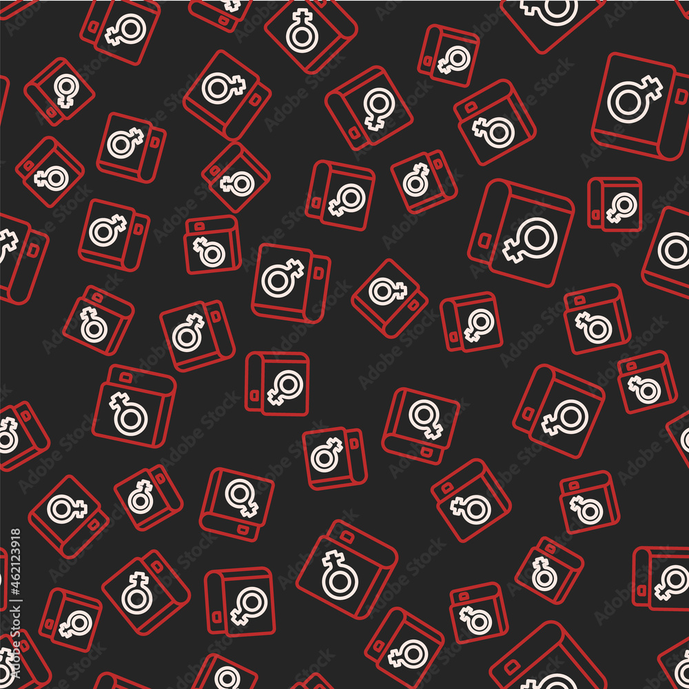 Line Book about women icon isolated seamless pattern on black background. 8 March. International Happy Women Day. Vector Line Book about women icon isolated seamless pattern on black background. 8 March. International Happy Women Day. Vector