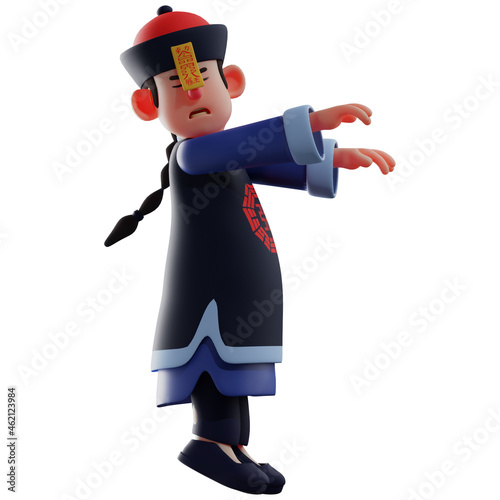 3D Vampire Cartoon Illustration showing creepy hopping poses