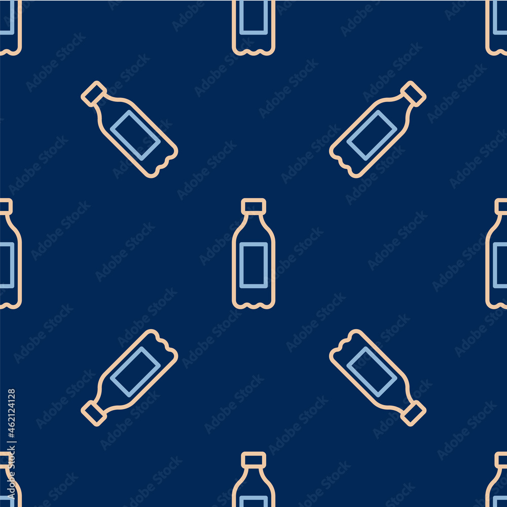 Line Bottle of water icon isolated seamless pattern on blue background. Soda aqua drink sign. Vector Line Bottle of water icon isolated seamless pattern on blue background. Soda aqua drink sign. Vector