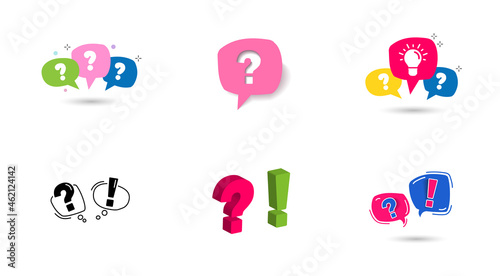 Big set icon bubble with Question mark and Exclamation Mark.