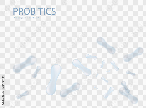 Probiotics Bacteria Vector illustration. Biology, Science background. Microscopic bacteria closeup.