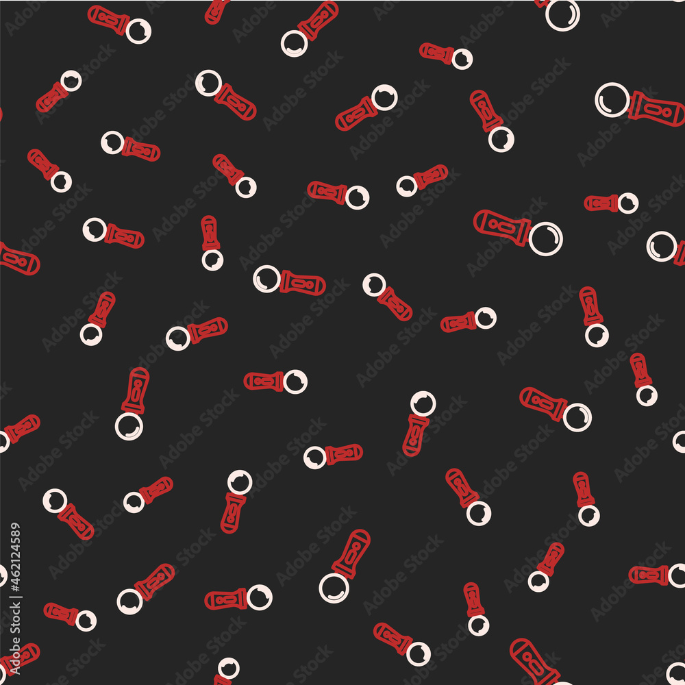 Line VR controller game icon isolated seamless pattern on black background. Virtual reality experience, sensation of presence, position-tracking technology device. Vector Line VR controller game icon isolated seamless pattern on black background. Virtual reality experience, sensation of presence, position-tracking technology device. Vector