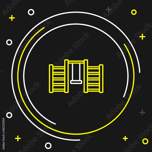 Line Wooden Swedish wall icon isolated on black background. Swedish stairs. Colorful outline concept. Vector