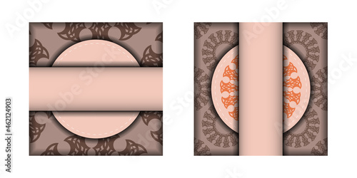 Congratulatory Leaflet in pink color with a vintage ornament is prepared for printing.