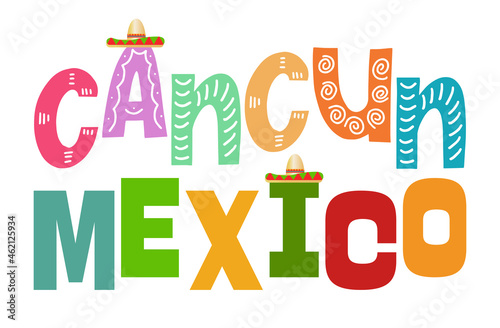 Cancun Mexico Vector Illustration on a white background