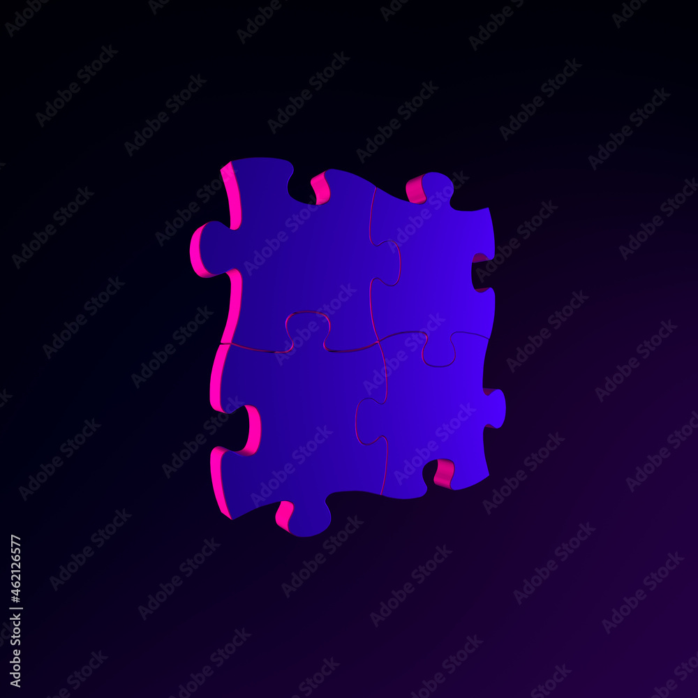 Neon fastened puzzles icon. 3d rendering ui ux interface element. Dark glowing symbol. Neon fastened puzzles icon. 3d rendering ui ux interface element. Dark glowing symbol.