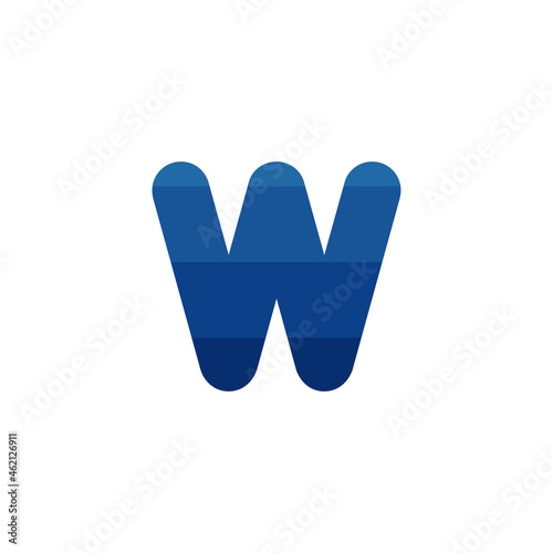 Initial letter W blue stipes logo template. Stock Vector illustration isolated on white background.