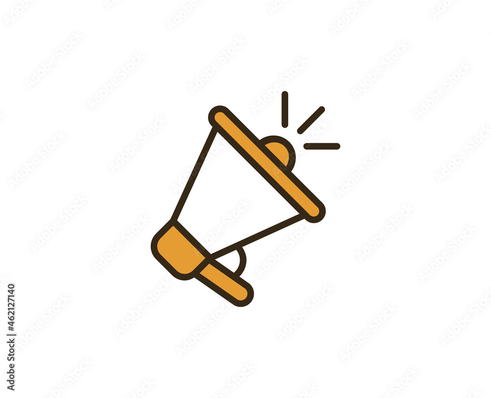 Loudspeaker flat icon. Thin line signs for design logo, visit card, etc. Single high-quality outline symbol for web design or mobile app. Marketing outline pictogram.