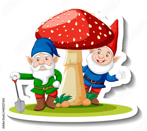 A sticker template with gnome cartoon character