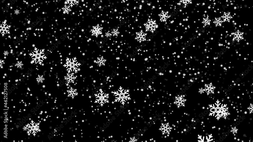 Alpha channel file,  Seamless loop snowing sphere snow and snowflakes motion background