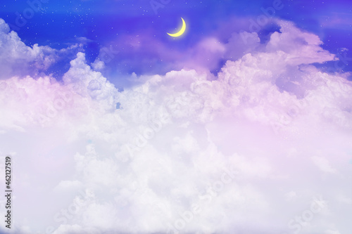 Fototapeta Naklejka Na Ścianę i Meble -  夜空に浮かぶ新月と雲