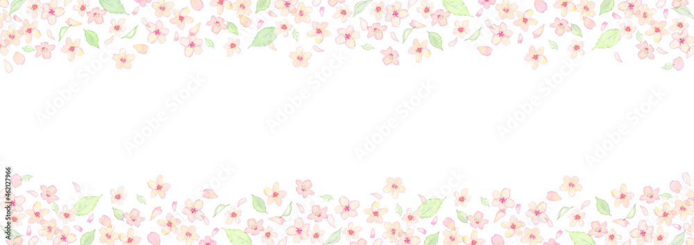 桜の花の水彩イラストフレーム