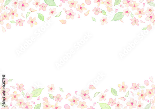 桜の花の水彩イラストフレーム