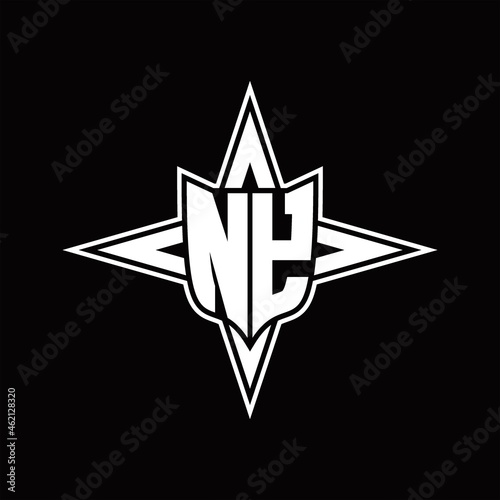 NY Logo monogram with four direction arrows design template