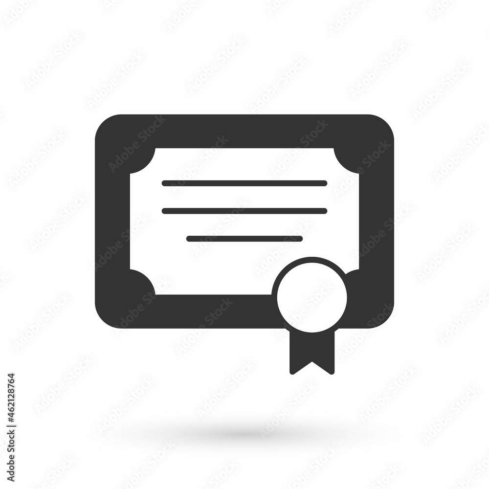 Grey Certificate template icon isolated on white background. Achievement, award, degree, grant, diploma concepts. Vector Grey Certificate template icon isolated on white background. Achievement, award, degree, grant, diploma concepts. Vector