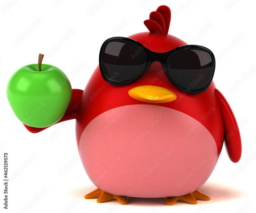 Fototapeta premium Red bird - 3D Illustration