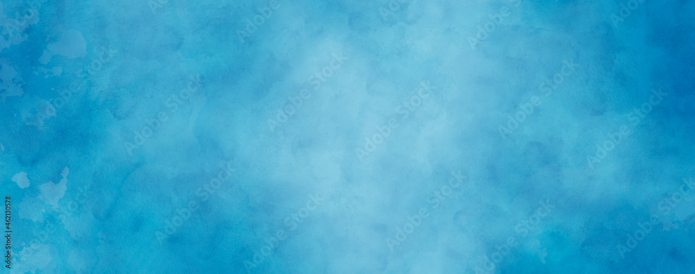 Creative sky blue background with soft puffy cloudy white center with faded vintage textured border