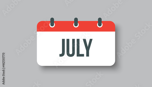 Vector icon page rectangle calendar, month July