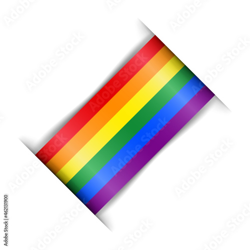 LGBT community flag. Realistic LGBT pride flag. Banner ribbon isolated on white background. Vector illustration.