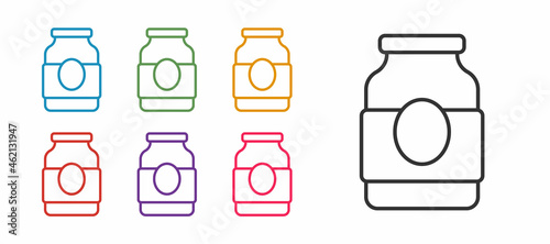 Set line Jam jar icon isolated on white background. Set icons colorful. Vector