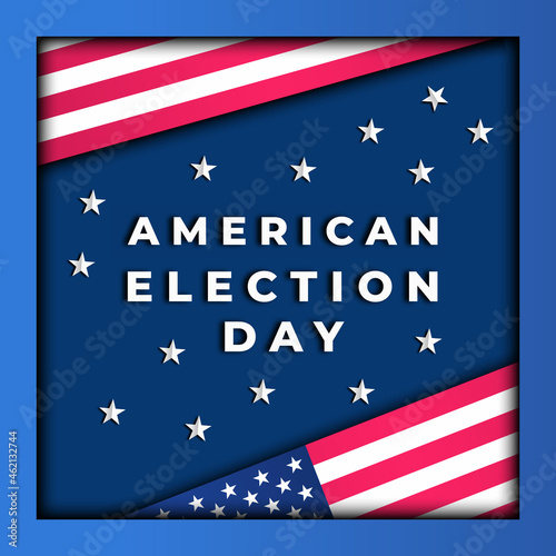 american election day in paper art cut style design