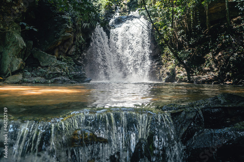 Waterfall in a tropical forest in the daytime