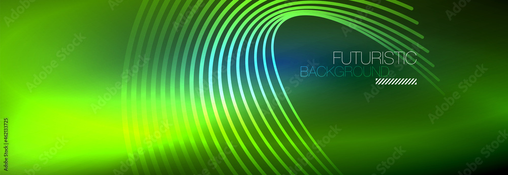 Dark abstract background with glowing neon circles. Trendy layout template for business or technology presentation, internet poster or web brochure cover, wallpaper Dark abstract background with glowing neon circles. Trendy layout template for business or technology presentation, internet poster or web brochure cover, wallpaper